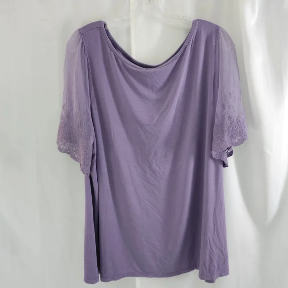 Colleen Lopez Purple Lace Sleeve Blouse - Picture 2 of 8